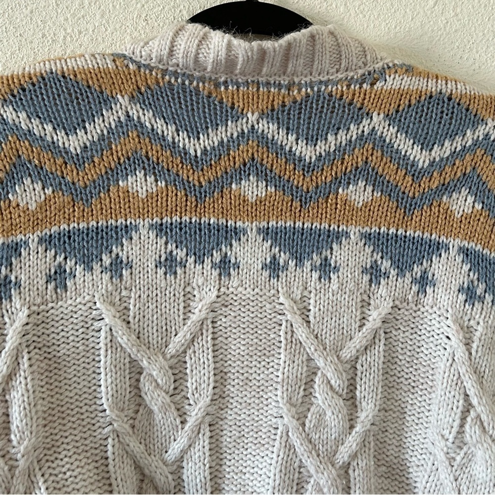Sage & Oak Women’s Knit Cardigan Large Cream Beige Southwestern Preppy Western - Picture 11 of 11
